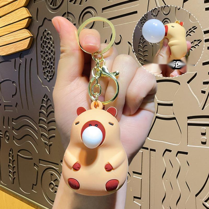 Bag Charm Key Chain Y2K Purse Accessory Internet Celebrity Capybara Bubble Blowing Keychain Cute Little Capybara Pendant Car Bag Decoration Exquisite 
