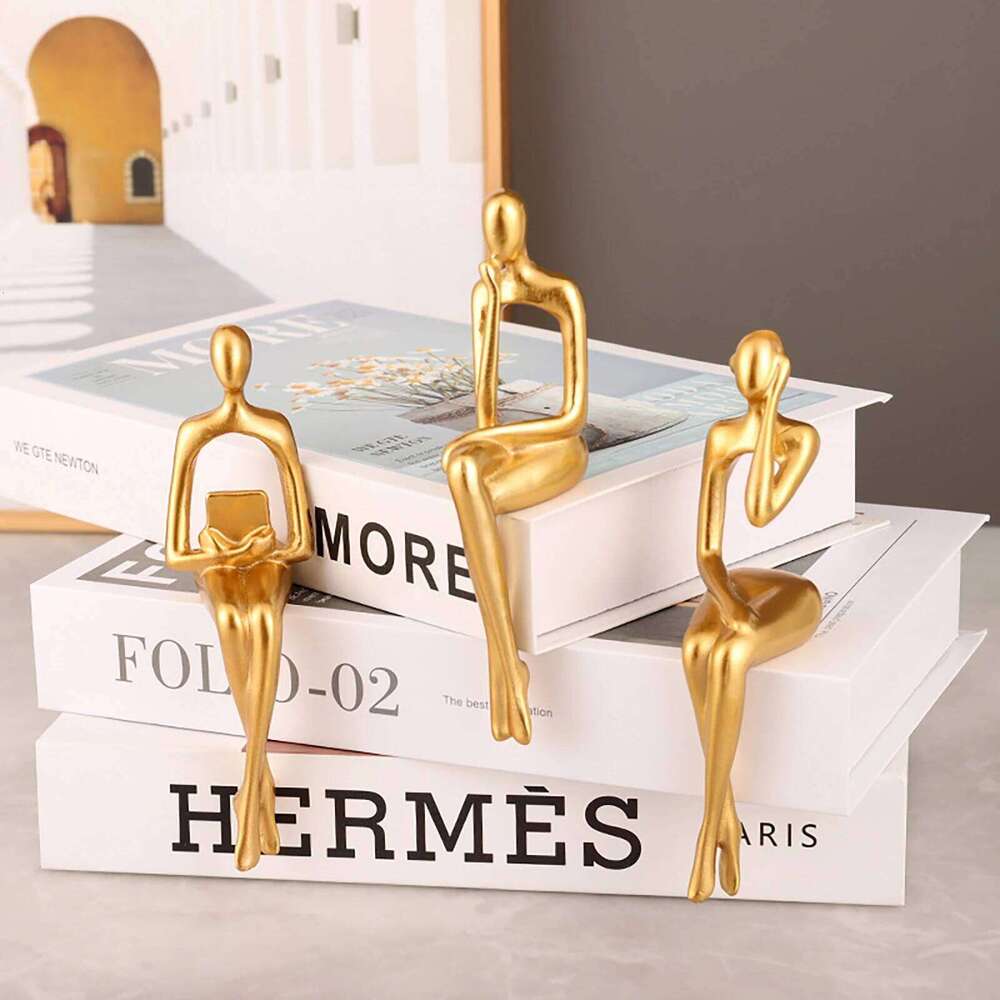 3pcs People Model Collections Resin Abstract Character Sculptures Christmas Gifts Home Decor for Office Study Bookshelf S260204