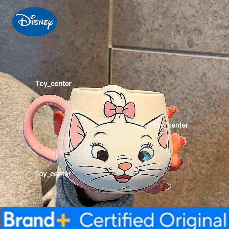 Disney Cartoon Marie Cat girl's exquisite and cute personalized creative design bottom non-slip ceramic water cup holiday gift H260205