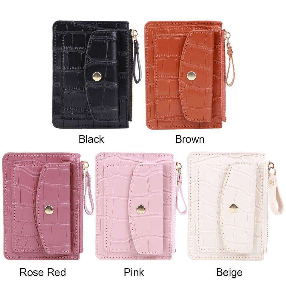 Women Fashion Short PU Leather Key Holder Solid Color Casual Money Wallet Daily Bag for Ladies Z260205