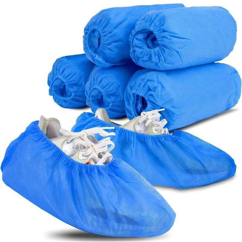 100pcs Disposable Covers Anti-slip Mud-proof Booties Shoe Cover Home Household Plastic Non-woven Rain Shoes Supplies S260204