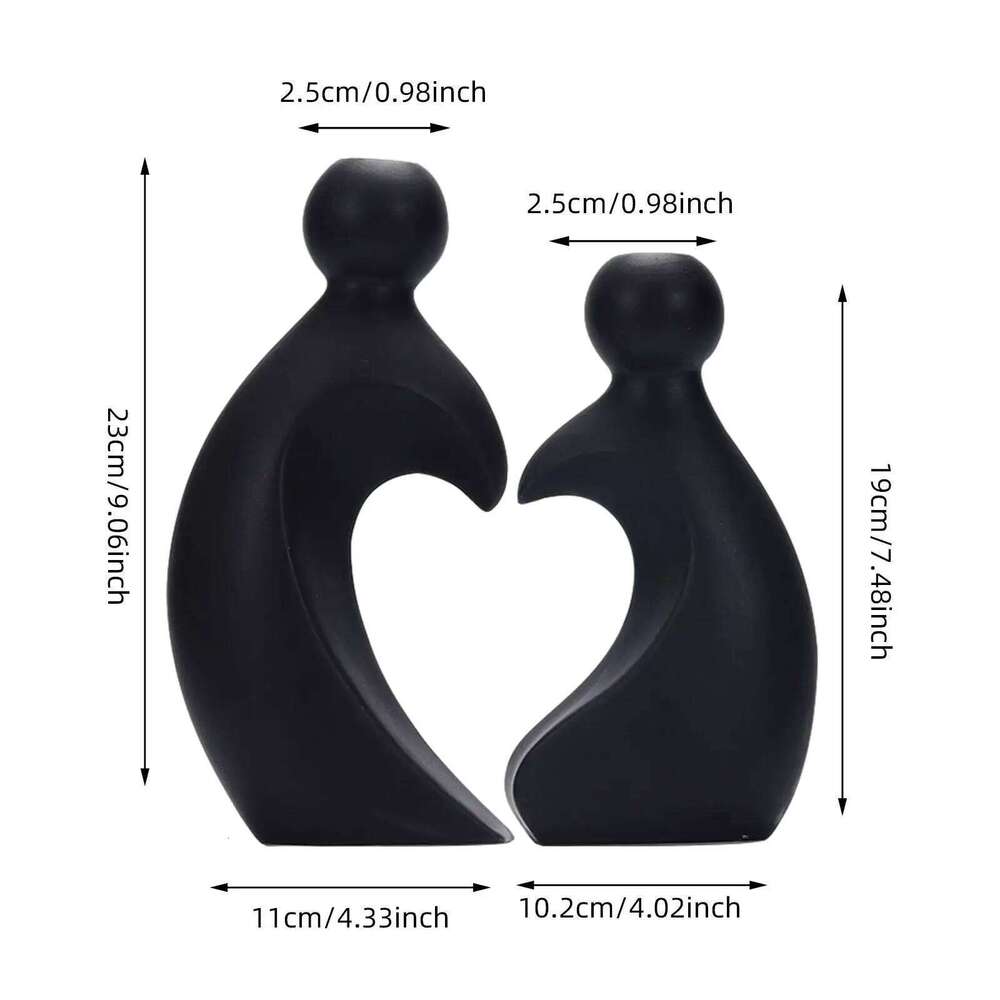 2 Pieces Vases Flower Arrangement Minimalism Modern Abstract Figure Sculptures for Cabinet Desk Shelf Office Anniversary S260204