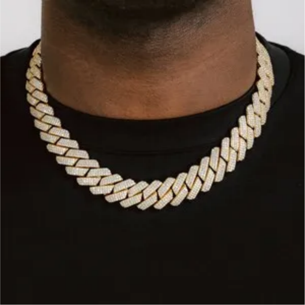 moissanite chain designer necklace hip hop moissanite jewelry 20mm wide 3rows cuban link chains hip hop style for men and women - view 7