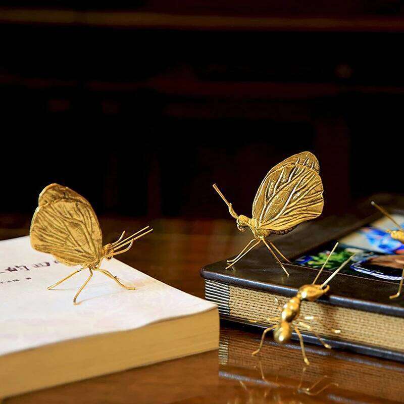 Decorative Metal Handicraft Copper Gold Ant Butterfly Ornament for Art Decor S260204