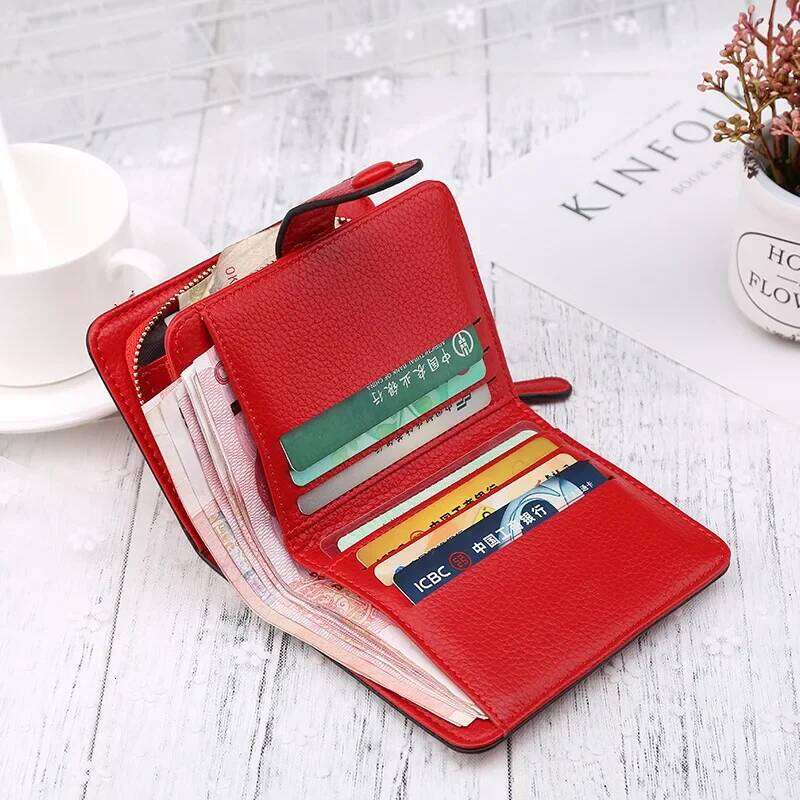 Women Wallets 2023 New Luxury Brand Red Black Small Mini Coin Purse Hasp Card Holder Lady Wallet Zipper Female Leather Buckle Z260205