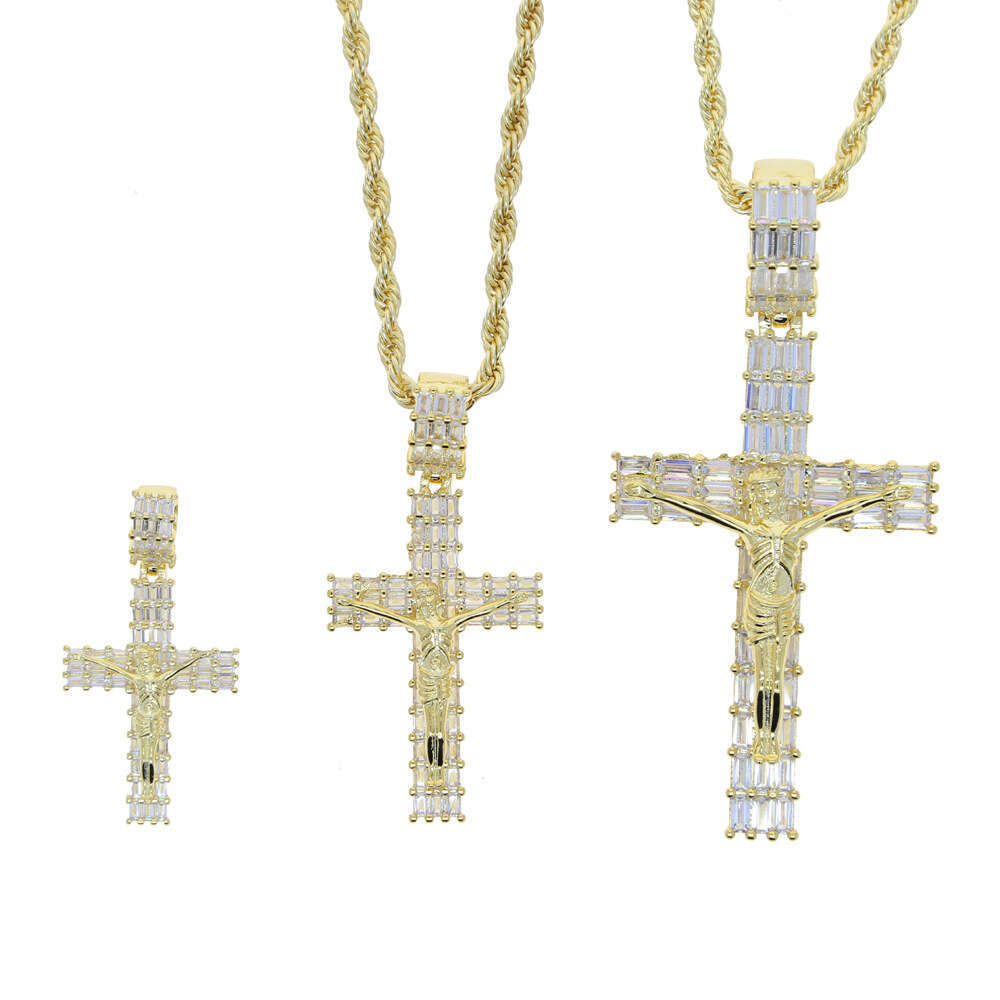 Trade New gold silver Cross Zircon & Pendant European and American Fashion Trend Men's Necklace