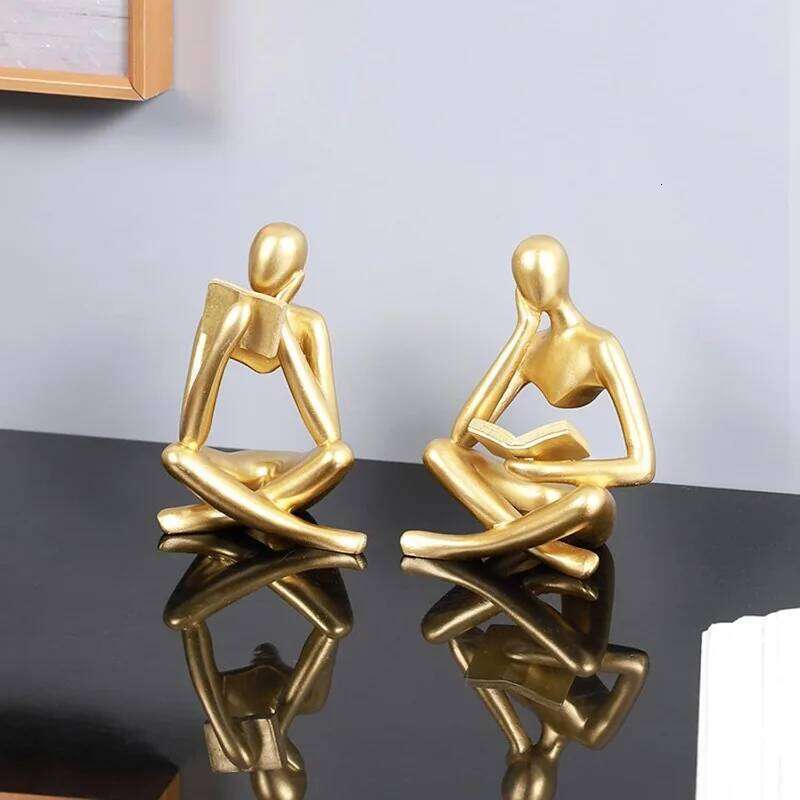 New Creative Abstract Reading Thinker Resin Figurine - Modern Minimalist Home Decor for Living Room Showflat Premium S260204