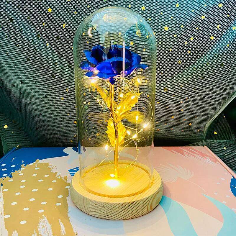 LED Valentine For Girlfriend Eternal Rose Light 24K Gold Foil Flower In Glass Cover Mothers Day Wedding Bridesmaid Gift S260204