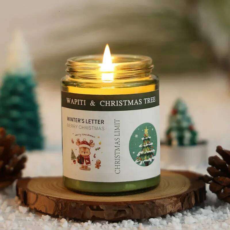 Christmas Scented in Glass Aromatic Xmas Candles Guest Gift Candle Jar Freesia Ebony Scent S260204