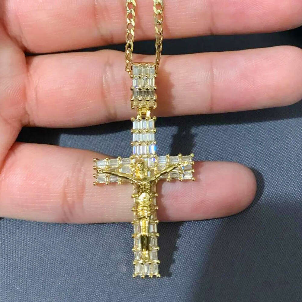 Trade New gold silver Cross Zircon & Pendant European and American Fashion Trend Men's Necklace