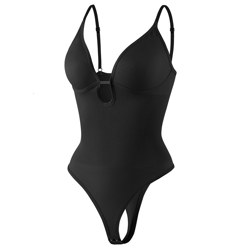 Sculpting Bodysuit Seamless Shapewear Plus Size European American Women's Shaping Deep V Backless Waist-Cinching Bodysuit Butt-Lifting Shaping Th