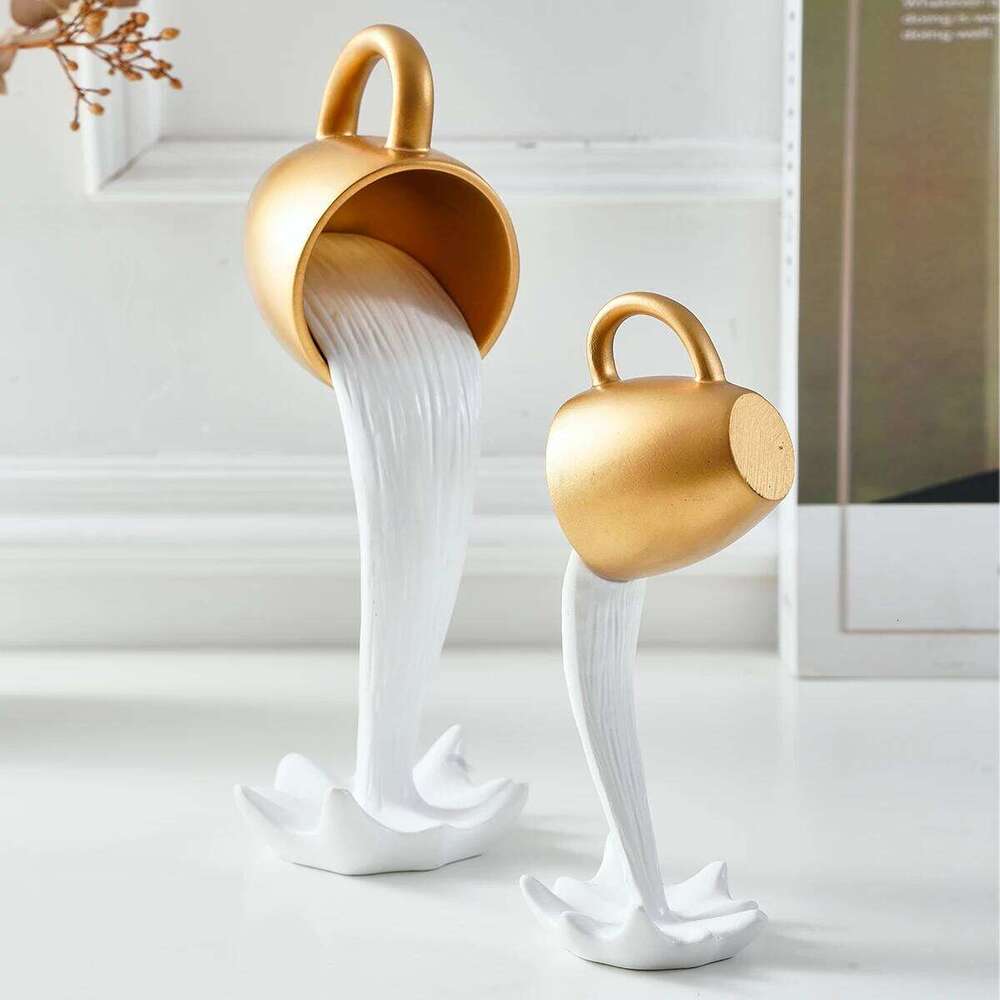 1PC, a three-dimensional suspended anti-gravity tipping coffee cup decorative item made of resin. S260204