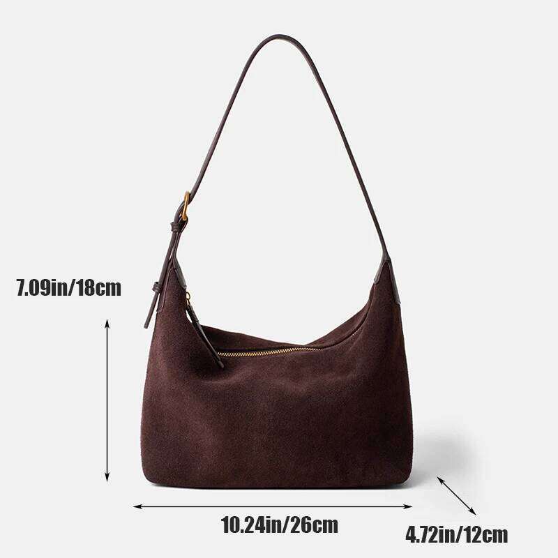 FW New Styles Vintage Women's Chamois Leather Shoulder Simple Commuting Crossbody Hobo Bag For Women Shopping Y260204