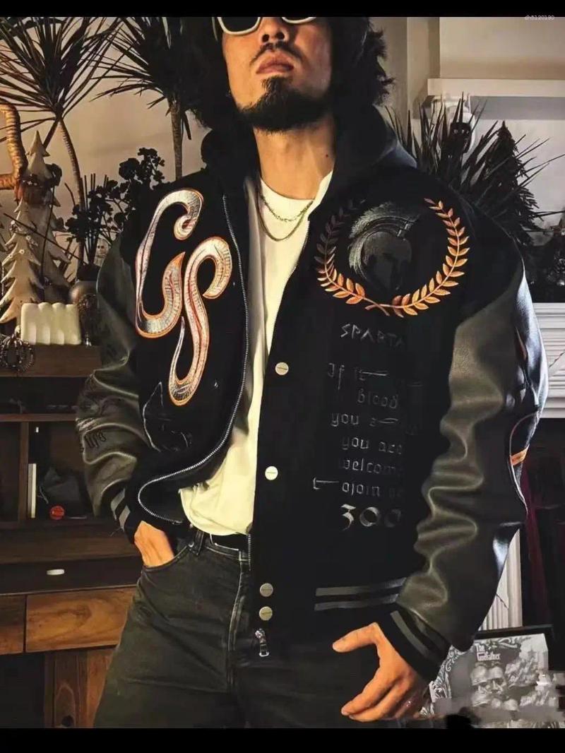Men's Jackets Embroidery Varsity Jacket Men PU Leather Sleeves Oversized Bomber Women Baseball Coats Streetwear Clothing