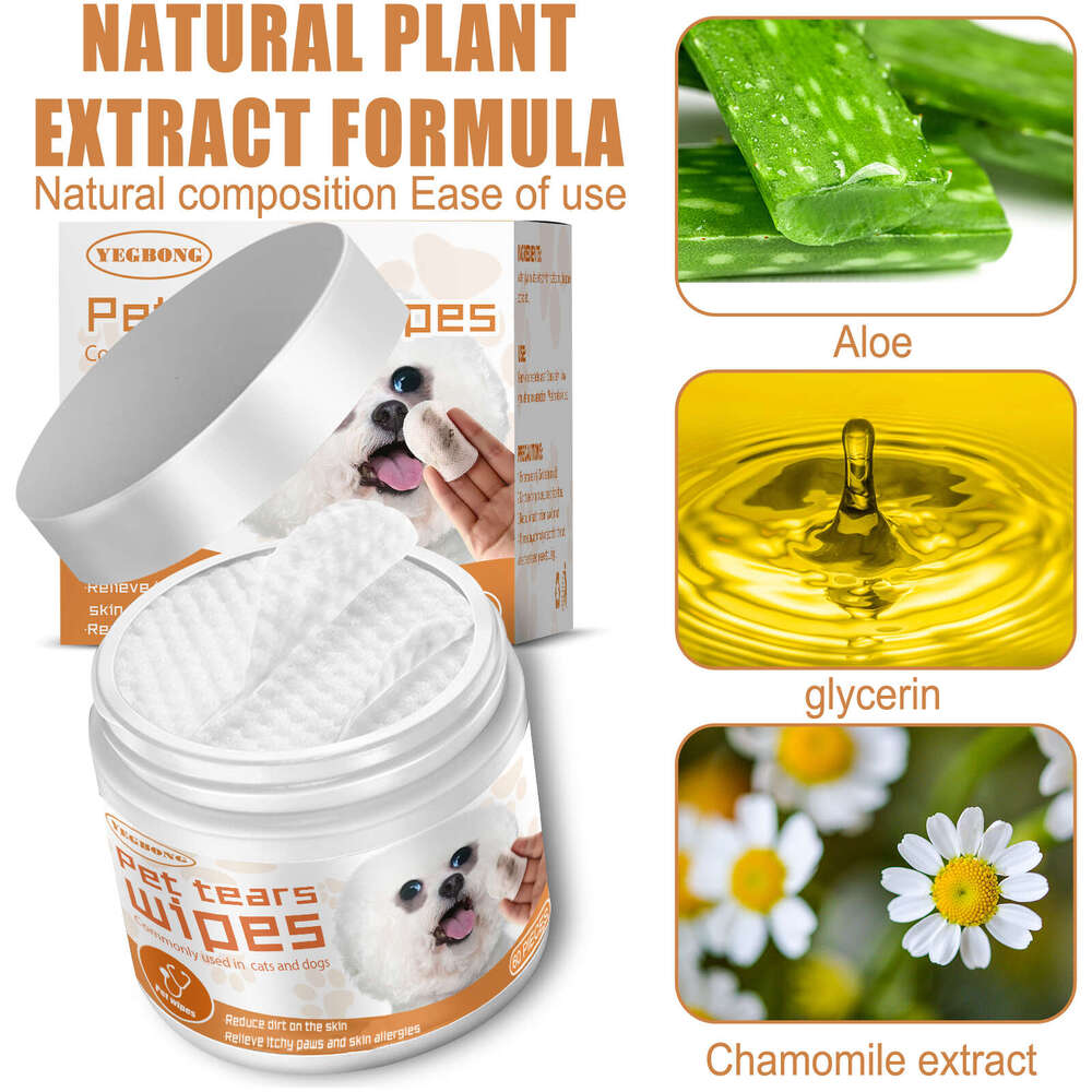 Yegbong Pet Wipes Dog Cat Tear Stain Cleaning Eye Gunk Removal Cotton Pads S260203