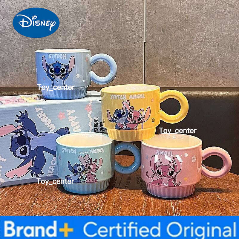 Disney Kawaii Cartoon Anime Peripheral Stitch Model New Ceramic Household Milk Coffee Mug High Appearance Stacked Cup Birthday Gift H260205