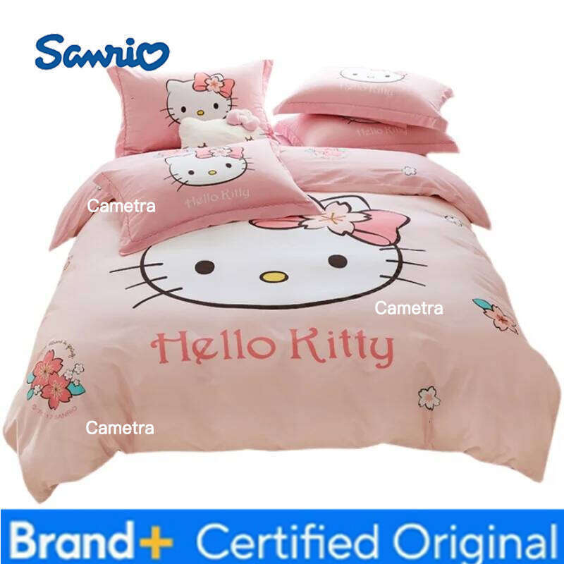 Sanrio Flower Hello Kitty | Four Piece Set Of Pure Cotton Duvet Covers For Children And Girls On The Bed H260205