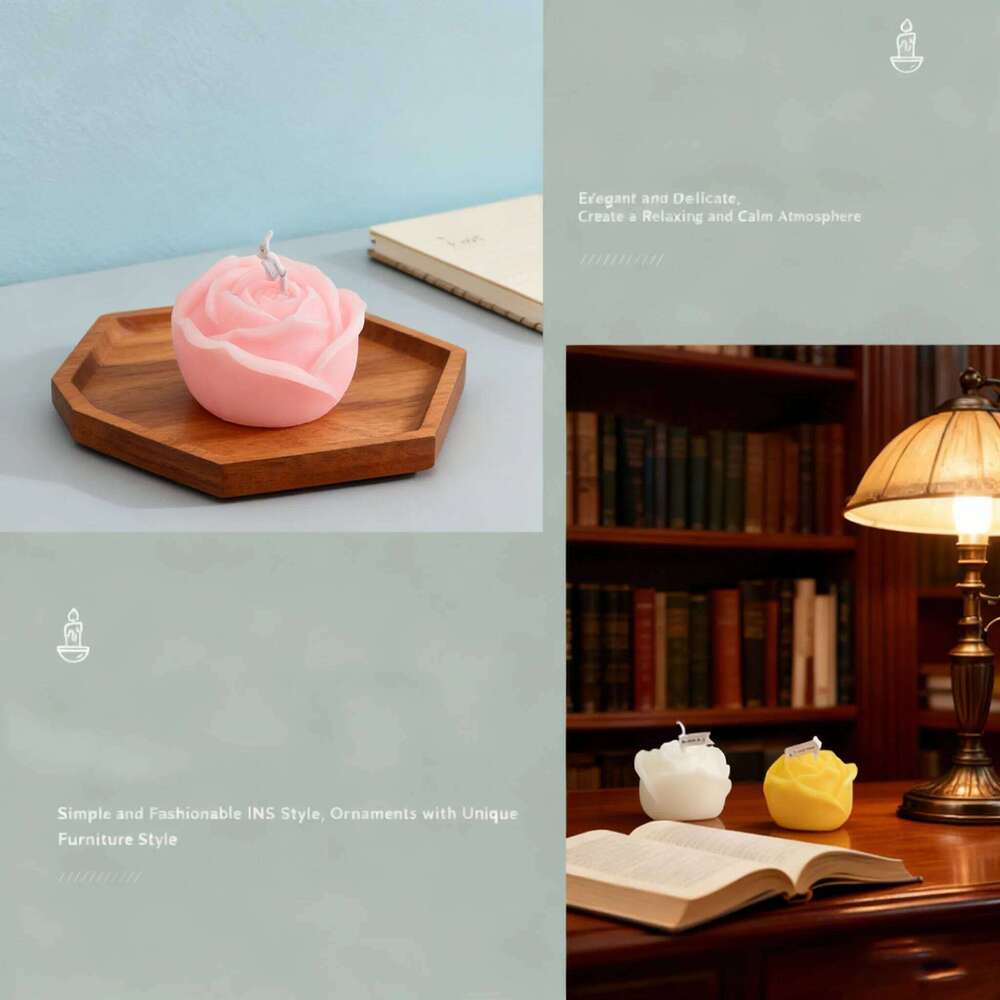 Rose Scented Candle Gift Set, Long-Lasting Fragrance Aromatherapy, Cute Souvenir & Birthday Gift, Romantic Home Decor for Women S260204