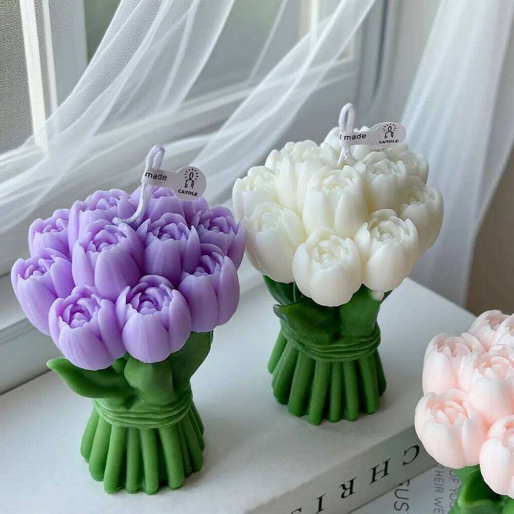 Bouquet Soy Blend Scented Holder Floral Candle Ornament Colorful For Relaxation Spaces Meditation Living Room S260204