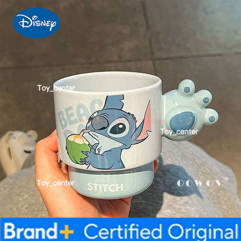 Disney Stitch Cartoon Ceramic Mugs Set of 4 Stackable Box Birthday New Year Gift for Girlfriend Female Friend Women H2602051