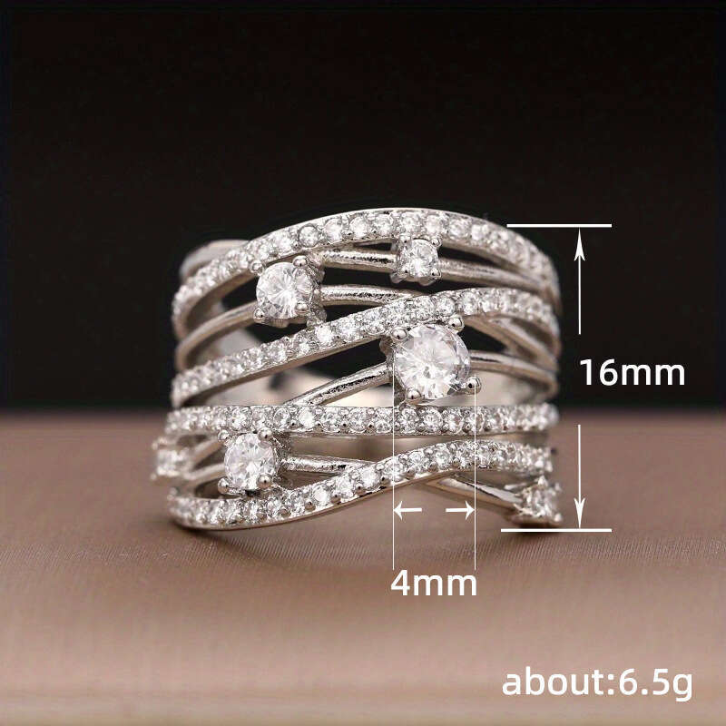 Sparkling Diamond-Studded Zirconia Ring Designed for Women's New Jewelry Collection Perfect for Ladies' Holiday Parties and Travel