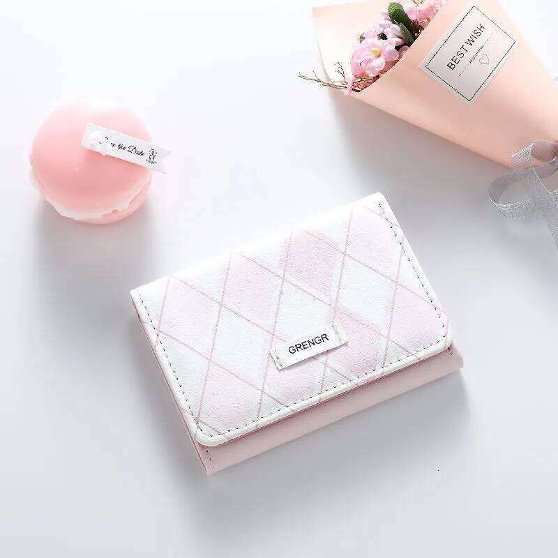 Sea Salt Blue Plaid Clear New Simple ins Wind Han Multifunctional Student Wallet Change Card Integrated Bag Z260205