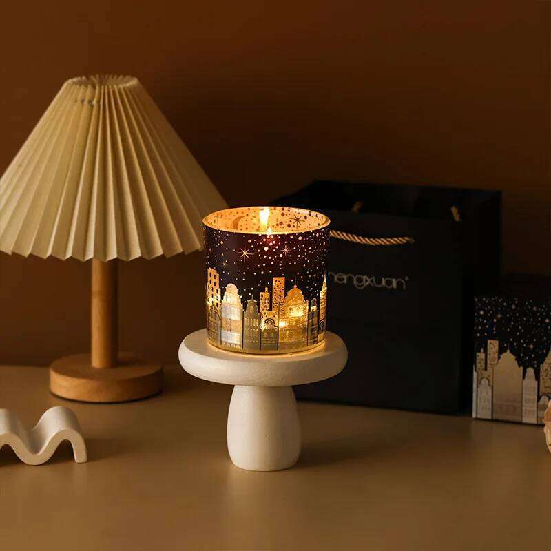 Scented Jar Festive Atmosphere Candles London Street Scene Pattern Heat Sensing Fragrance Candle for Holiday parties H260205