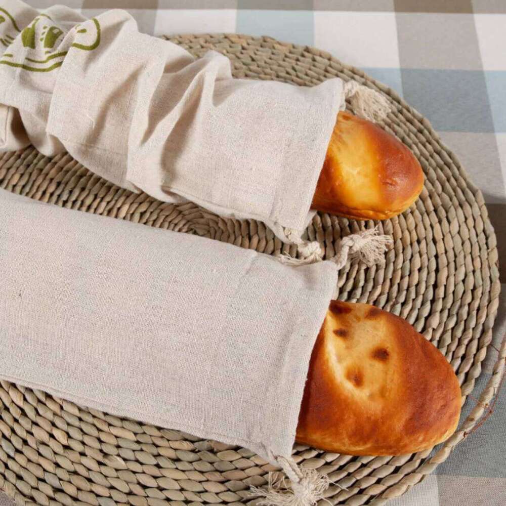 Reusable Drawstring Loaf Homemade Artisan Storage Bag Linen Bread Bags For Baguette