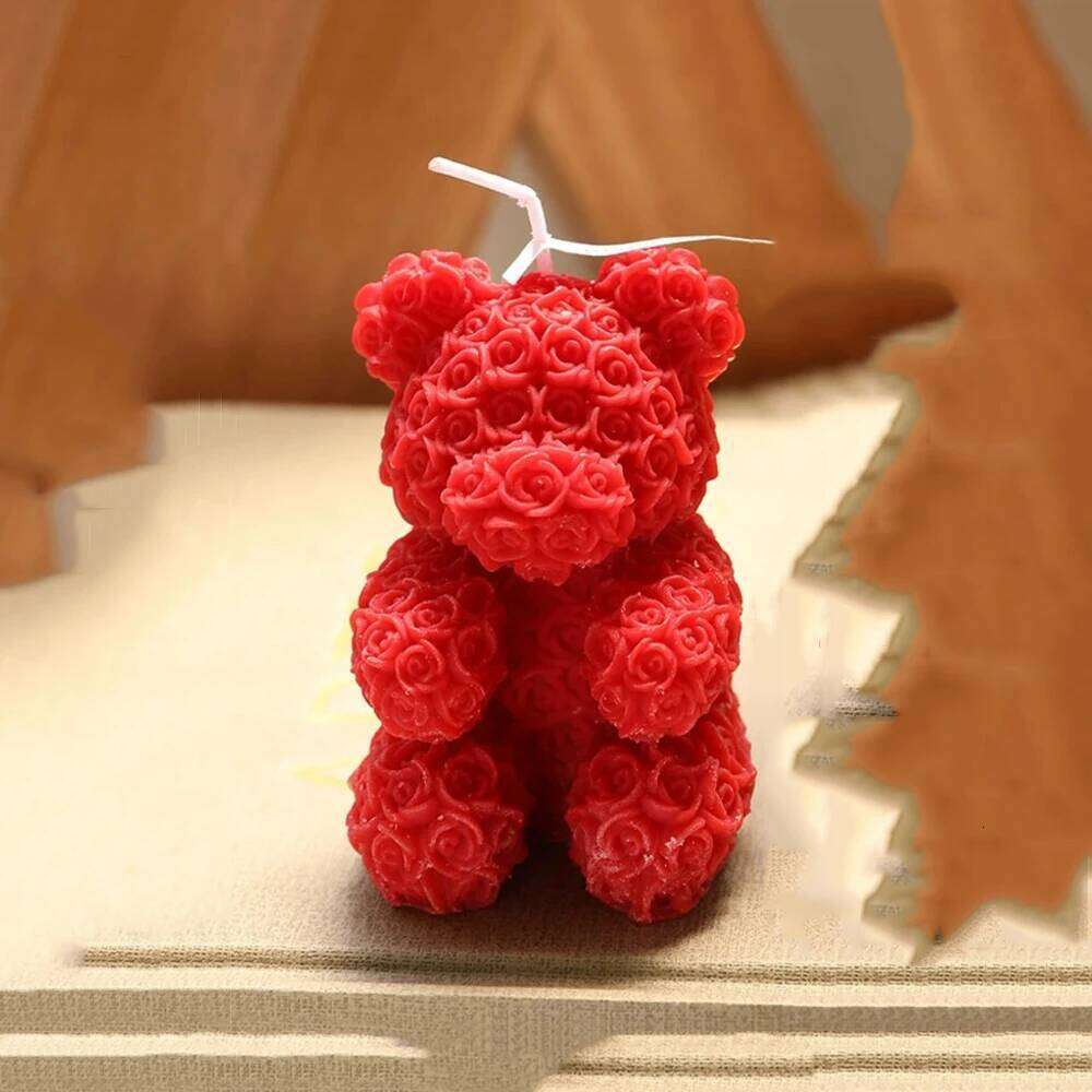 Beautiful High-End Handmade Diy Rose Bear Aromatherapy Candle Creative Valentine'S Day Home Decoration Birthday Gift S260204