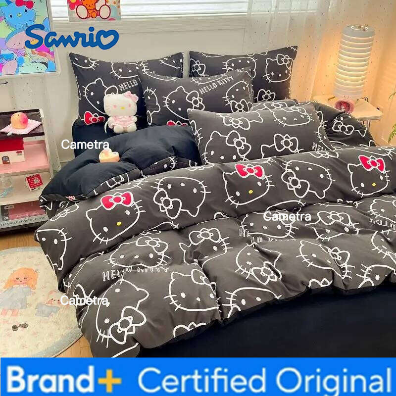 Sanrio Hello Kitty Quilt Kuromi Suit Soft Comfortable Household Goods Cute Student Bed Sheet Duvet Cover Dormitory Bedding H260205