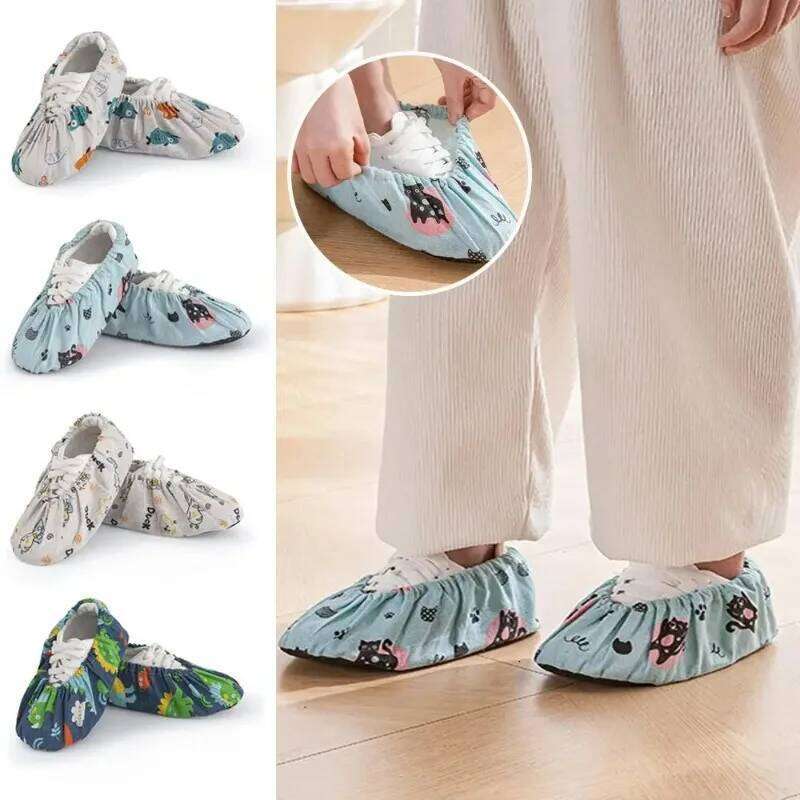 Printing Covers Non-Slip Indoor Shoes Case Reusable Shoe Adult Foot Cover Protector Washable Overshoes Household S260204 131