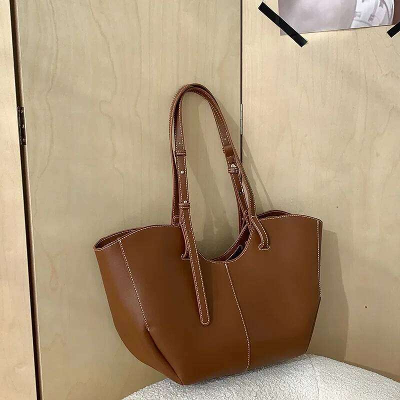 Vintage Women Handbag Large Capacity Portable Shopping Shoulder Luxury PU Leather Ladies Commuter Underarm Totes Bag bolsa Y260204