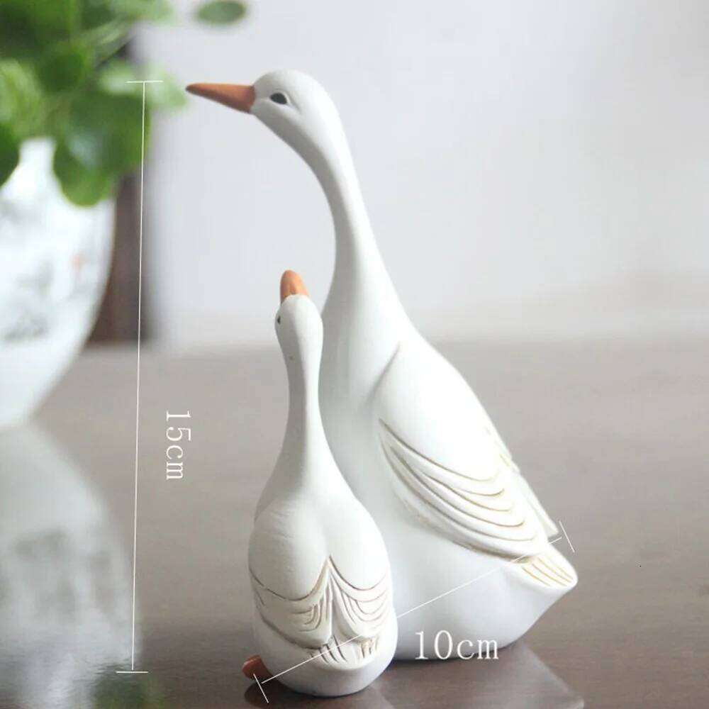 Crafts Perfect Resin Statue Mother And Son Duck Decor For Cabinet Living Room S260204
