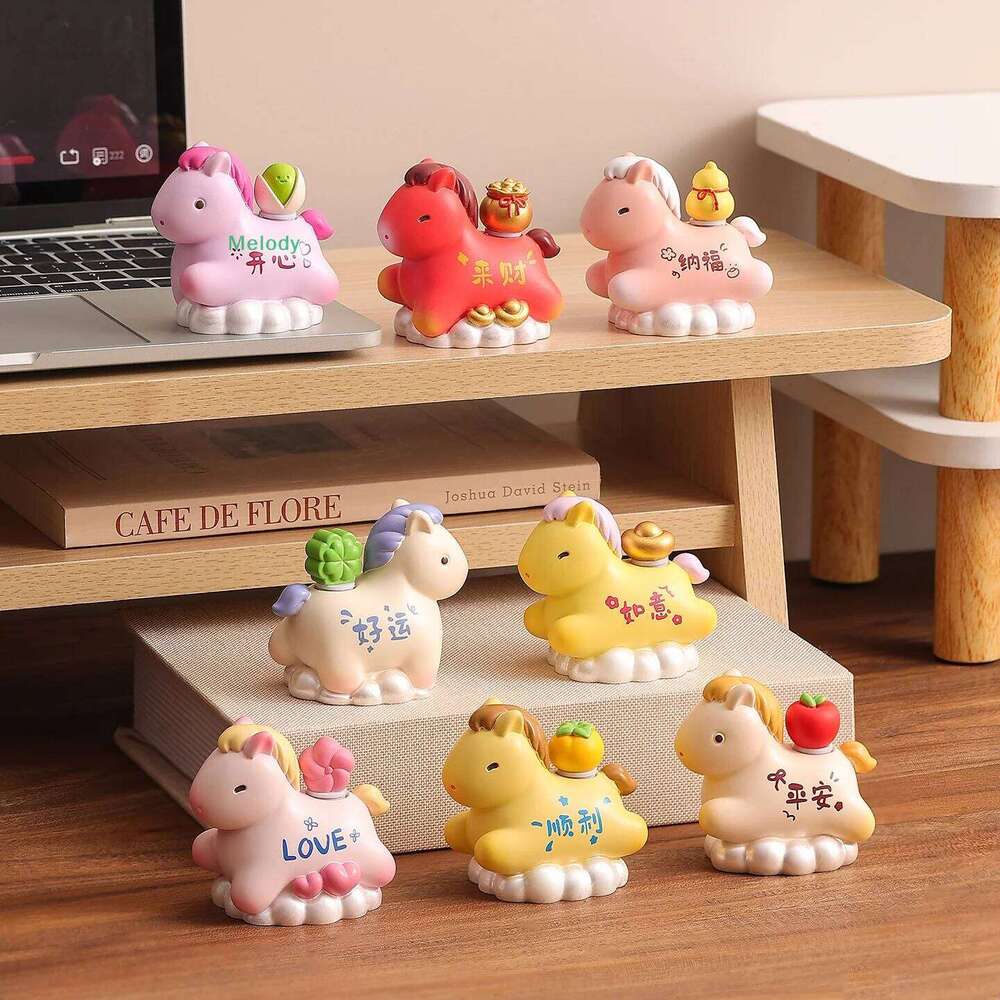 Creative Transfer Zodiac Horse Back Lucky Bag Ingot Can Be Rotated Home Office Desktop Decoration S260204