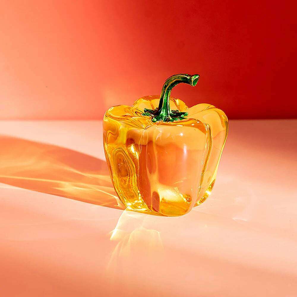 Color Crystal Chili Figurine Collectible Paperweight Glass Pepper Vegetable Ornament Table Office Home Decor Gift S260204