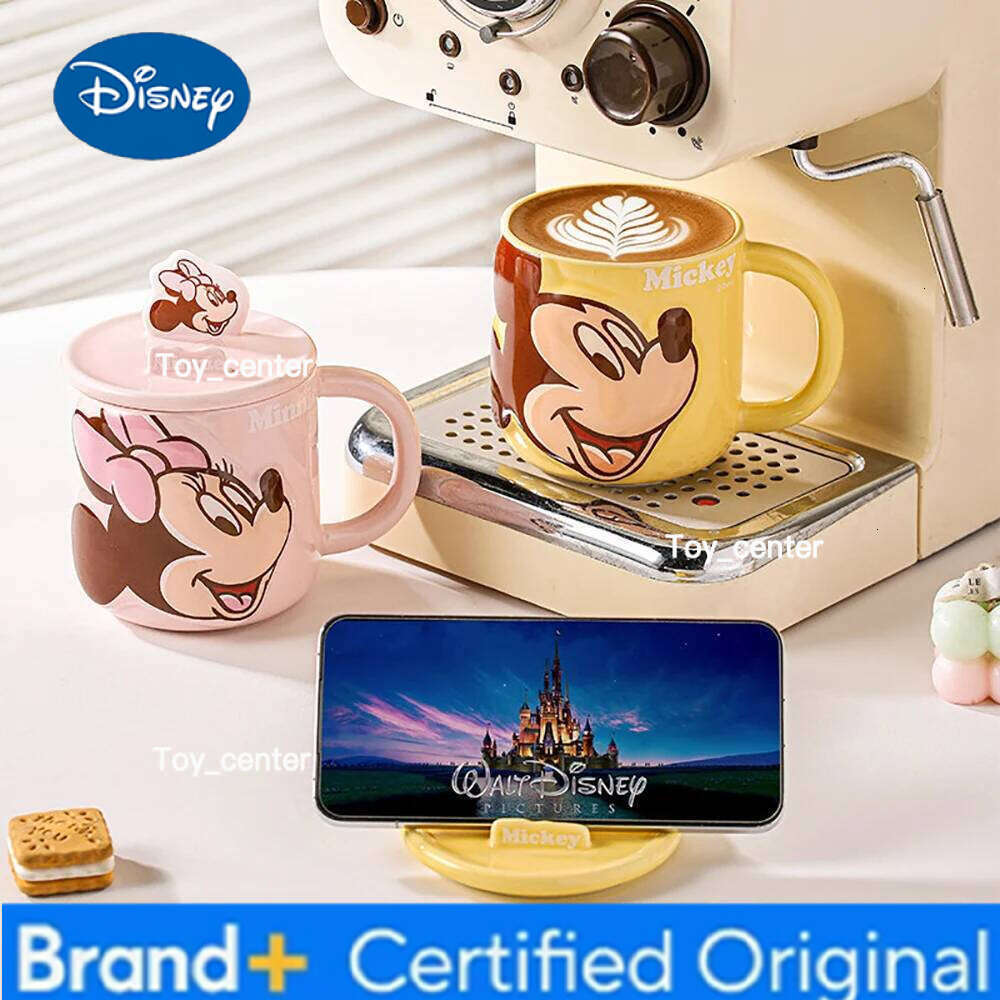 Disney Cartoon Ceramic Mugs with Lid Creative Porcelain Handgrip Household Drinkware Breakfast Milk Coffee Juice Mug Cups H260205
