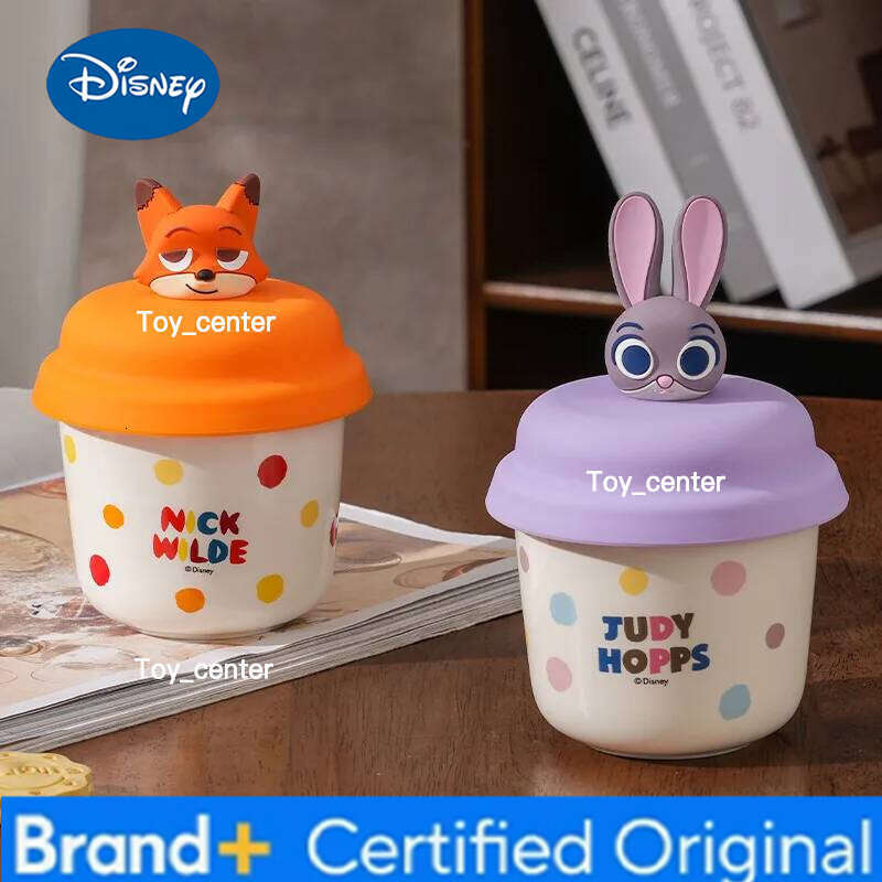 Disney Mug with Lid Zootopia Nick Judy Ceramic Thick Cartoon Cute Figure Dormitory Office Home Coffee Milk Water Cup Couple Gift H260205