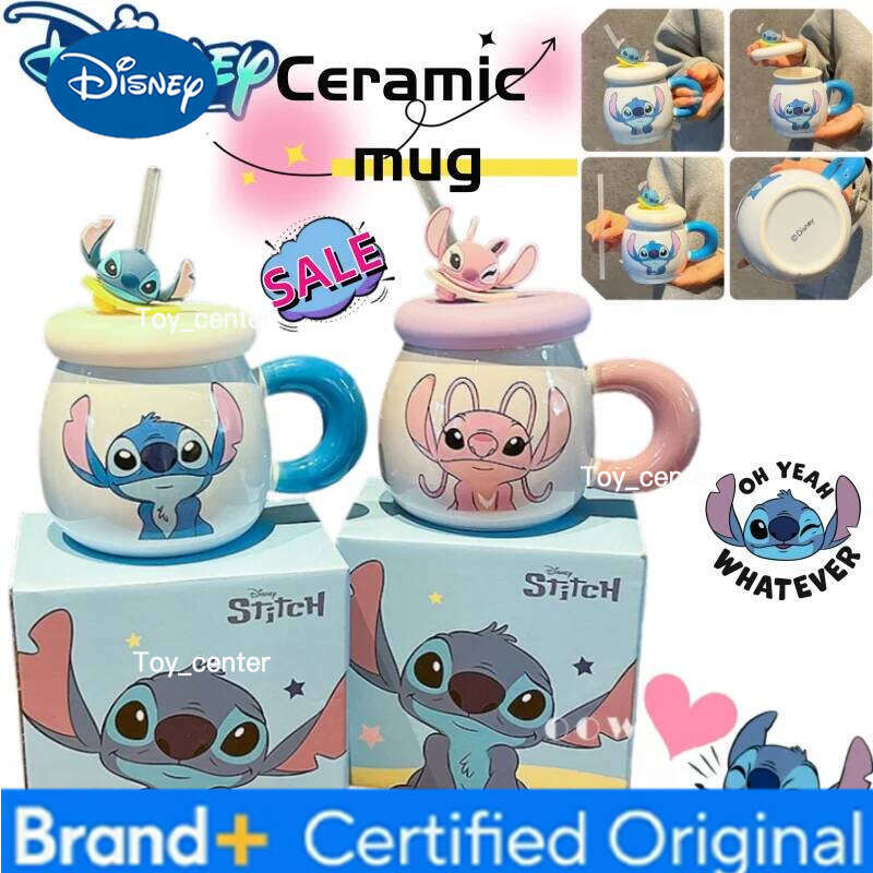 Disney Stitch animation themed creative ceramic mug girls, suitable for office use or home, perfect as a birthday gift. H260205