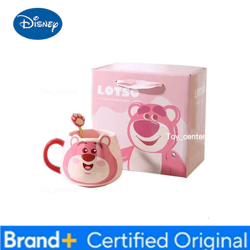 Disney 2025 New Strawberry Bear Water Big Belly Cup Box For Women'S Christmas Birthday Gift Ceramic Mug H260205