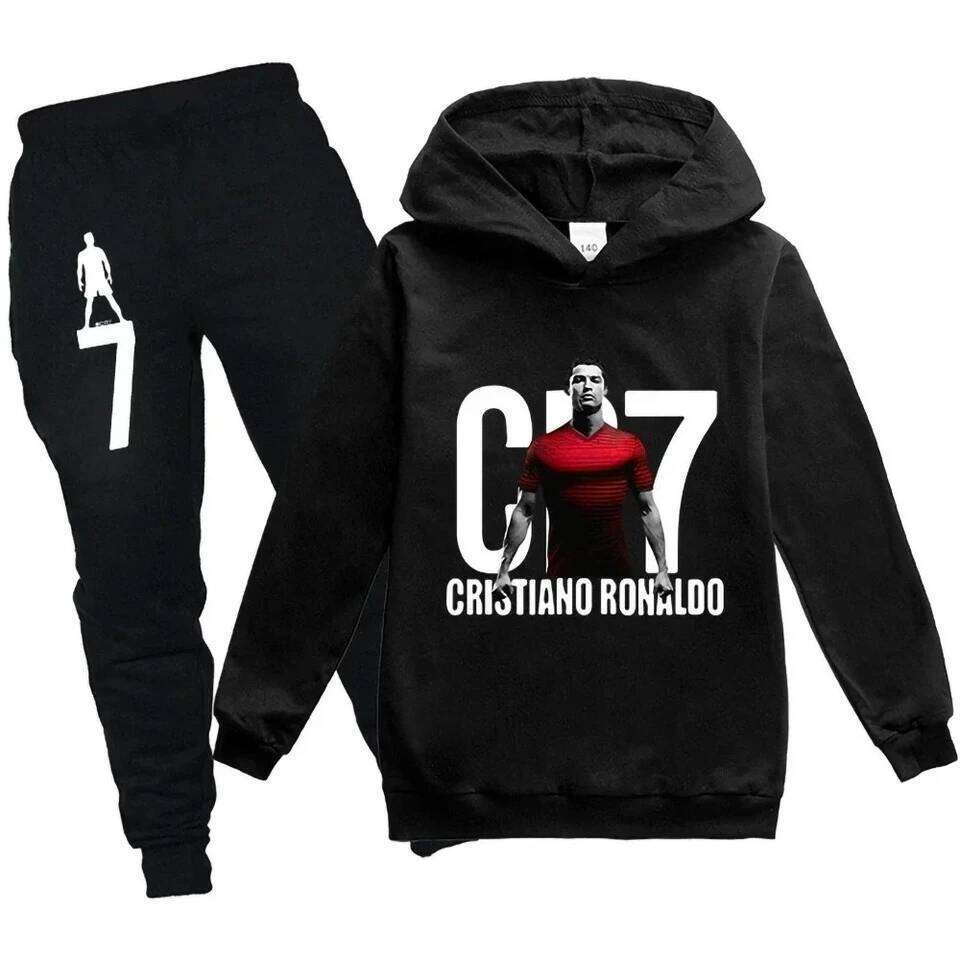 3-12 Years Spring Autumn Football CR7 Print Hoodie +Pants Suit Boy Sweatshirt 2pcs Sets Children Set Trousers Suits Kid Clothes X260205