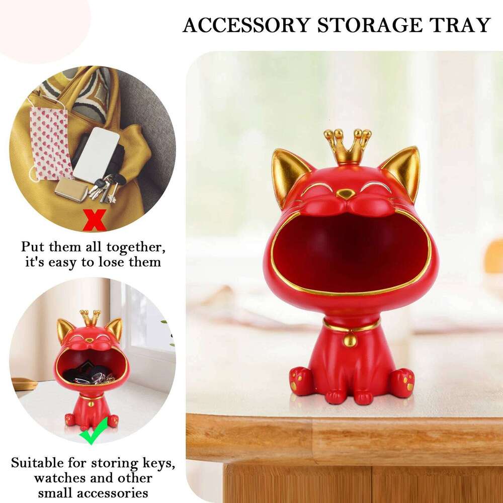 Laughing Resin Lucky Decoration Creative Big Mouths Cat Statue Cute Desktop Storage Accessories S260204