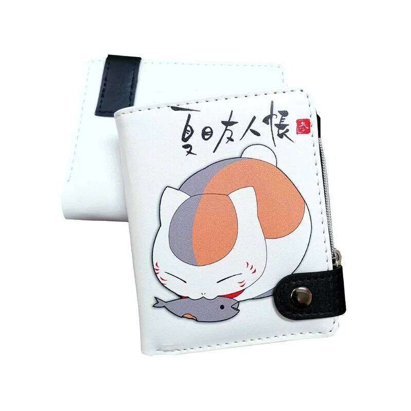 Anime Natsume Yuujinchou Short Button Wallet Cartoon Cat Teacher PU Leather Zipper Purse Z260205