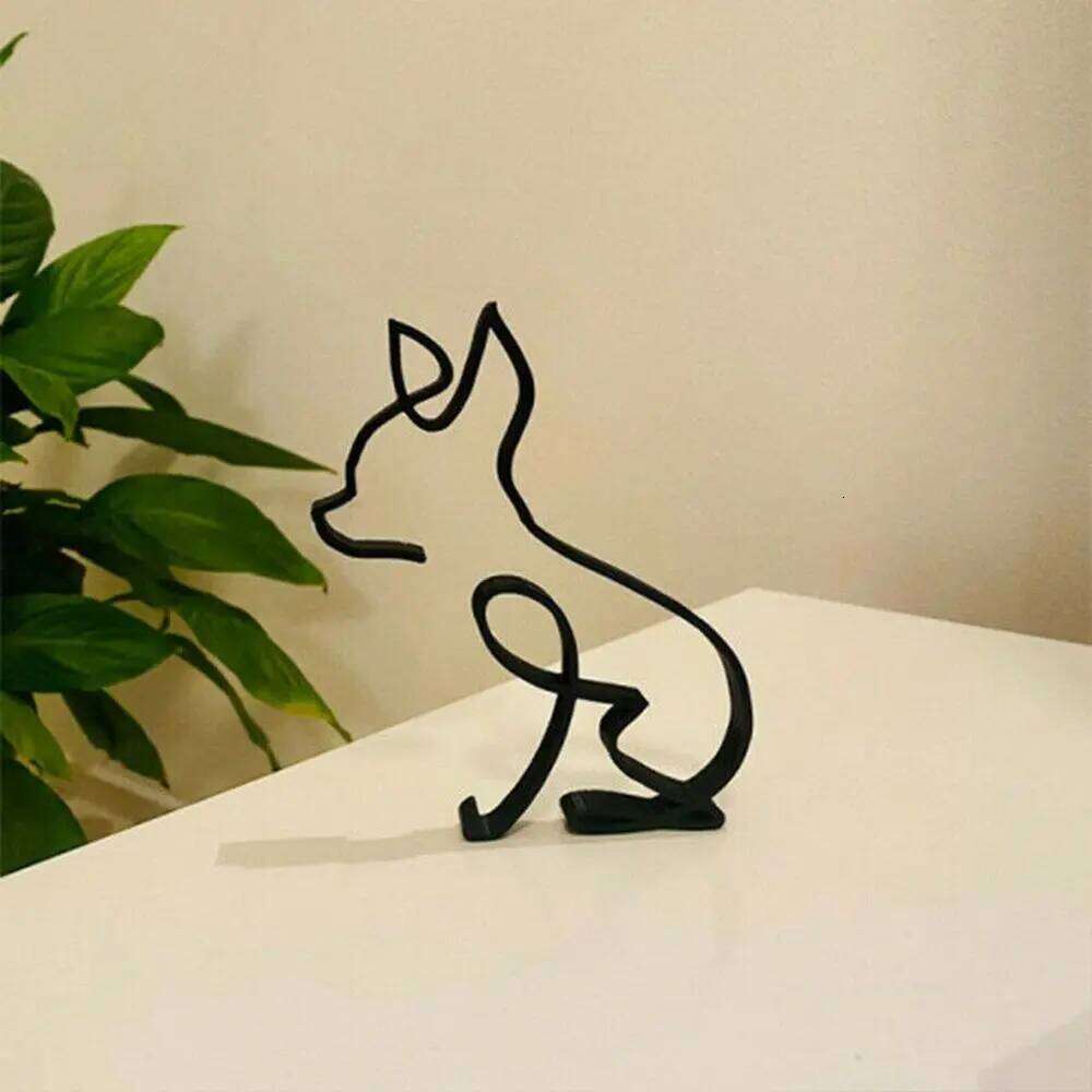Wrought Iron Statue Abstract Bulldog Dachshund Labrador Chihuahua Pastoral Dog Ornament Animal Sculpture Art Figurine Crafts S260204