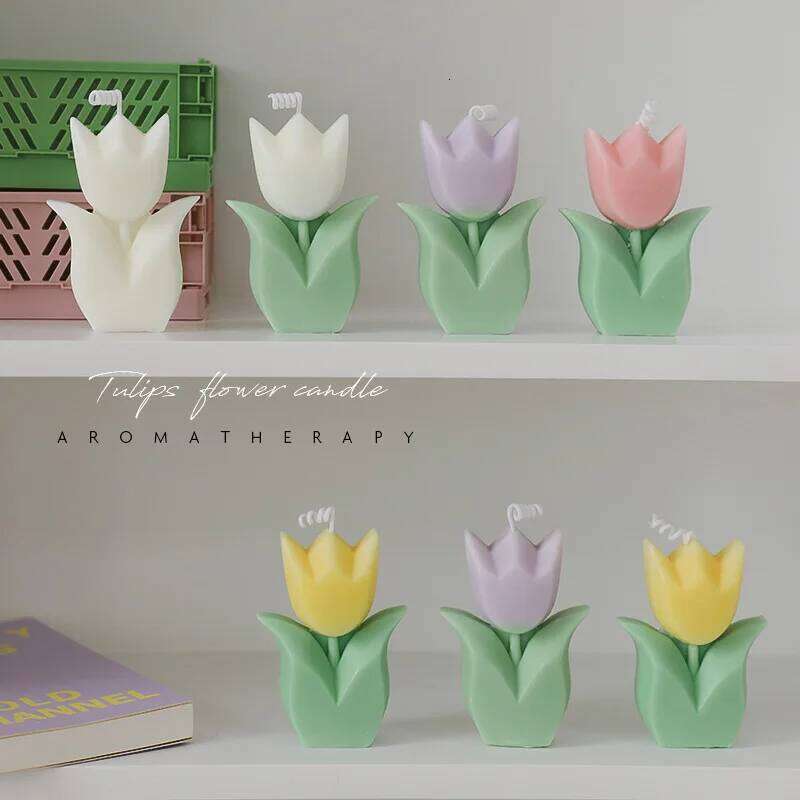 Creative Wedding Guest Gift Tulip Flower Aromatherapy Candle Aesthetic Room Decor Aromatic Candles Girl Birthday gifts S260204