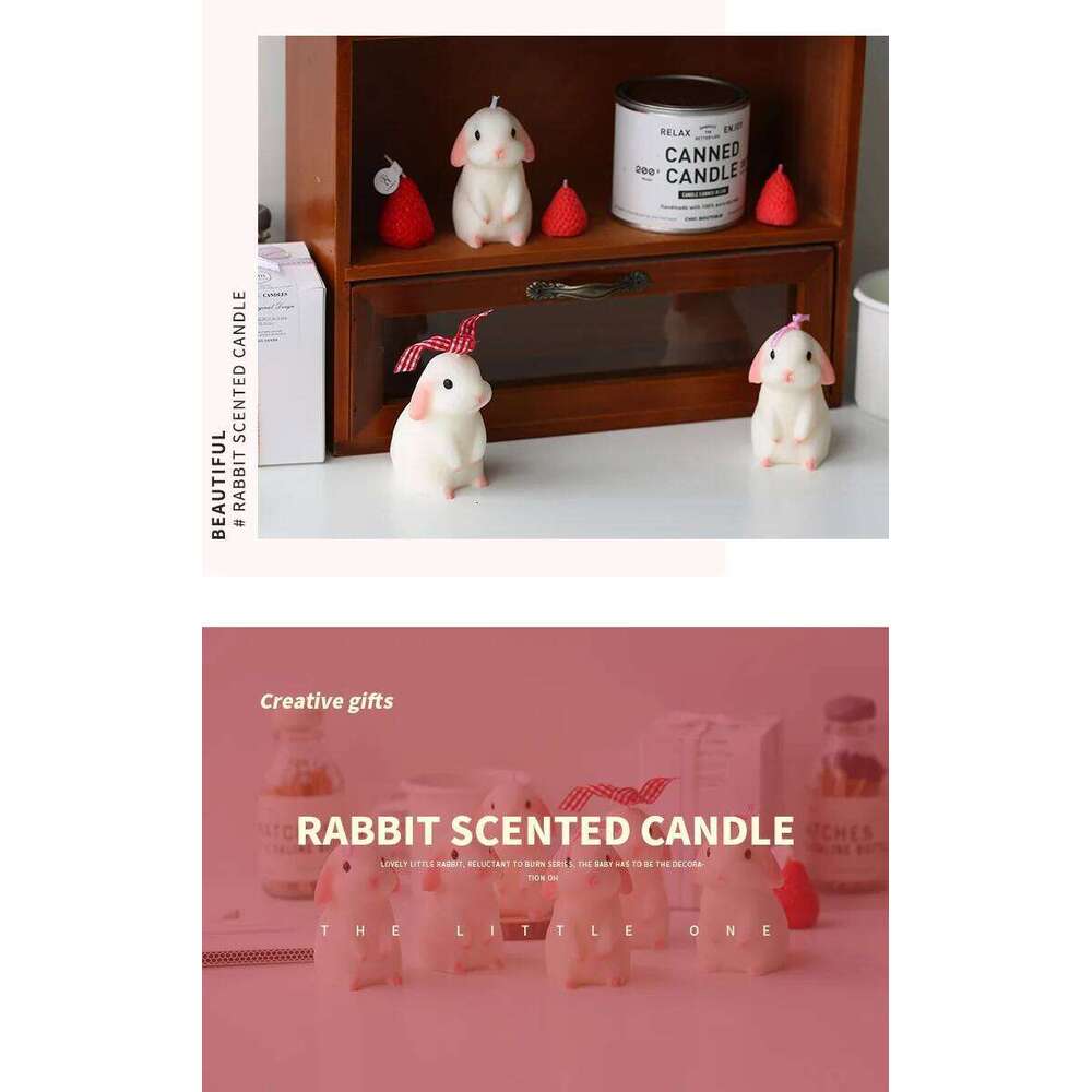 Bunny Scented DIY Soya Waxing Decoration Swing Home Desktop Decorations Accessories Birthday Gifts Cute Candle S260204