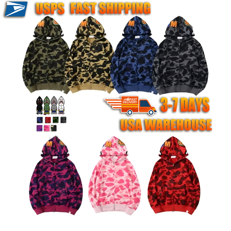 High Quality Shark Zipper Hoodies Mens Womens Fashion Men Designer Stylist Cartoon Black White Shark Hoodie Jackets Man Casual Sweatshirts Size M-3XL B02