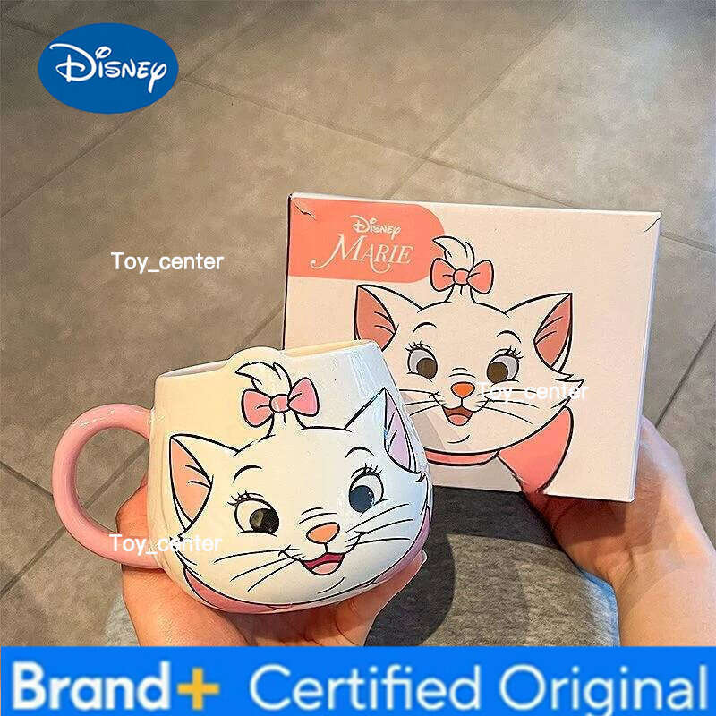 Disney Cartoon Marie Cat girl's exquisite and cute personalized creative design bottom non-slip ceramic water cup holiday gift H260205