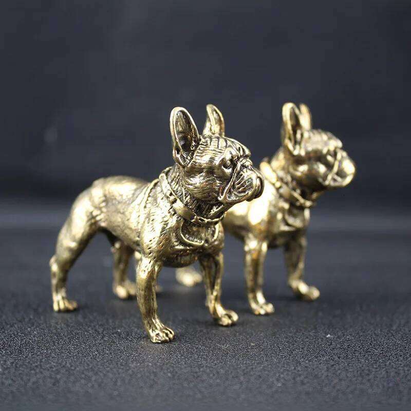 Brass Bulldog Statue Decor Desktop Ornament, Fighting Figure Home Decoration Sand Skin Dog Zodiac Ornament S260204