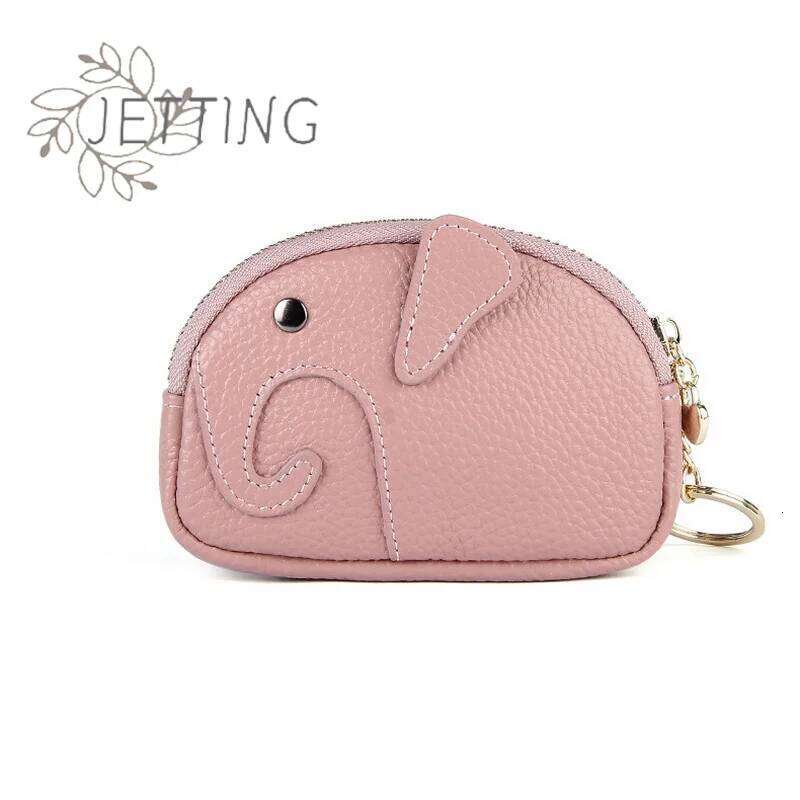 Hot PU Leather Cartoon Elephant Head Wallet Change Card Money Bag Women Coin Purse Key Ring Zipper Storage Bags Z260205 - view 6