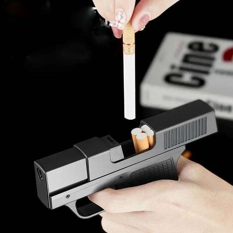 Unusual Pistol Style Lighters with Case Jet Turb Torch Capacity 10PCS Cigarette Windproof Cigar Lighter S260207